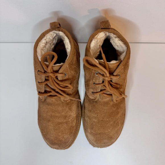UGG Chestnut Suede Lace Up Chukka Boots Women’s 9 Shearling Lined - Picture 4 of 11